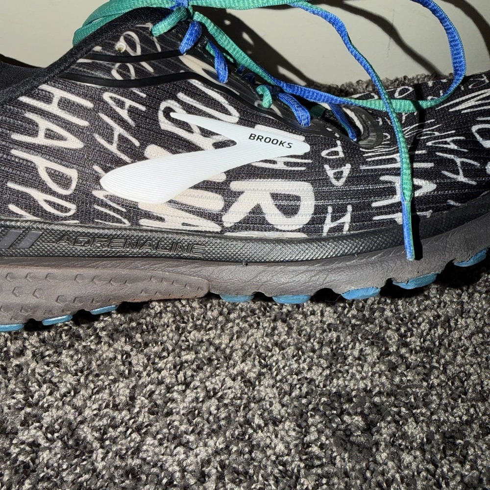 Brooks Womens Adrenaline GTS 20 Black Graphic Print Sz 10.5 Running Shoes Used - Picture 3 of 10